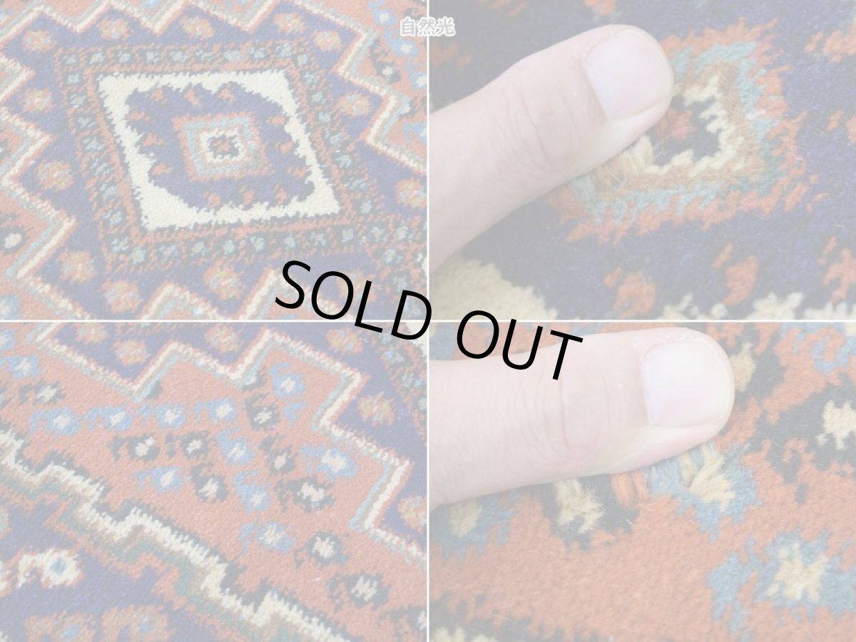 画像9: 良品 ペルシャ 部族絨毯 シールジャーン 玄関 マット サイズ 80 x 60 cm No.AD669 天然 肉厚 ウール 手織り ハンドメイド トライバル ラグ マット カーペット 生成り クリーム オレンジ ネイビー カラフル ボテ柄 幾何学模様 民族柄 b-ad669-080060h0719 (9)