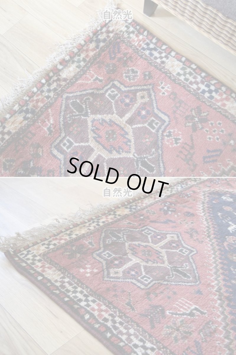 画像7: 新品同様 デッドストック 未使用美品 ペルシャ 部族絨毯 シラーズ 産  194 x 188 cm No.AB528 縦2m 横2m 4㎡ ~4.5帖 正方形 スクエアサイズ ウール 手織り ハンドメイド トライバル ラグ カーペット 赤 レッド 濃紺 ダークネイビー 民族柄 nab-ab528-194188h395077p (7)