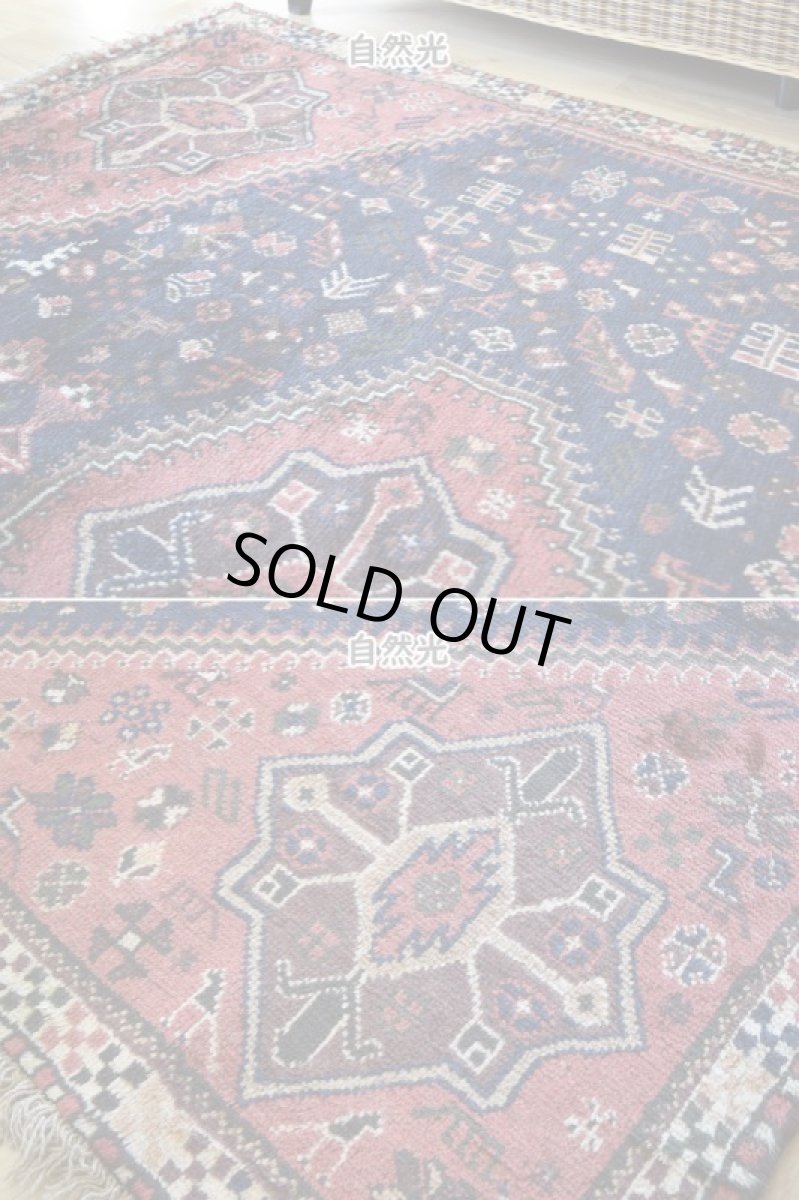 画像6: 新品同様 デッドストック 未使用美品 ペルシャ 部族絨毯 シラーズ 産  194 x 188 cm No.AB528 縦2m 横2m 4㎡ ~4.5帖 正方形 スクエアサイズ ウール 手織り ハンドメイド トライバル ラグ カーペット 赤 レッド 濃紺 ダークネイビー 民族柄 nab-ab528-194188h395077p (6)