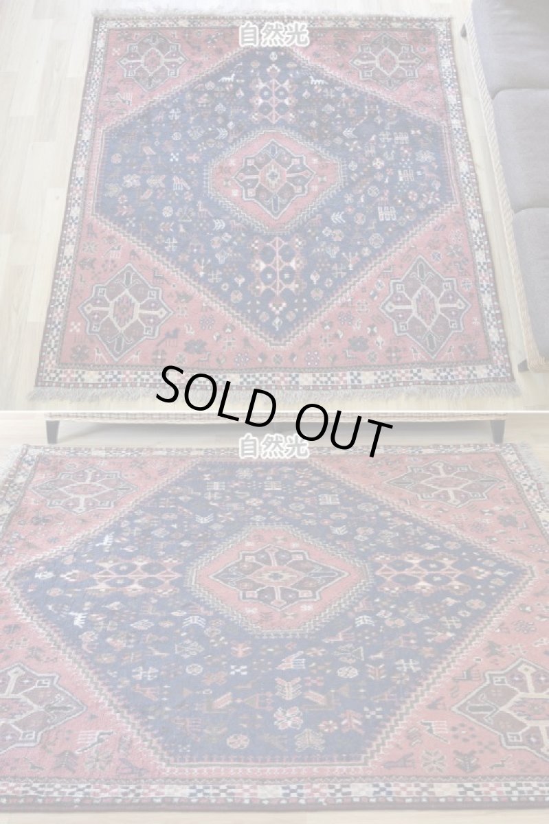 画像3: 新品同様 デッドストック 未使用美品 ペルシャ 部族絨毯 シラーズ 産  194 x 188 cm No.AB528 縦2m 横2m 4㎡ ~4.5帖 正方形 スクエアサイズ ウール 手織り ハンドメイド トライバル ラグ カーペット 赤 レッド 濃紺 ダークネイビー 民族柄 nab-ab528-194188h395077p (3)