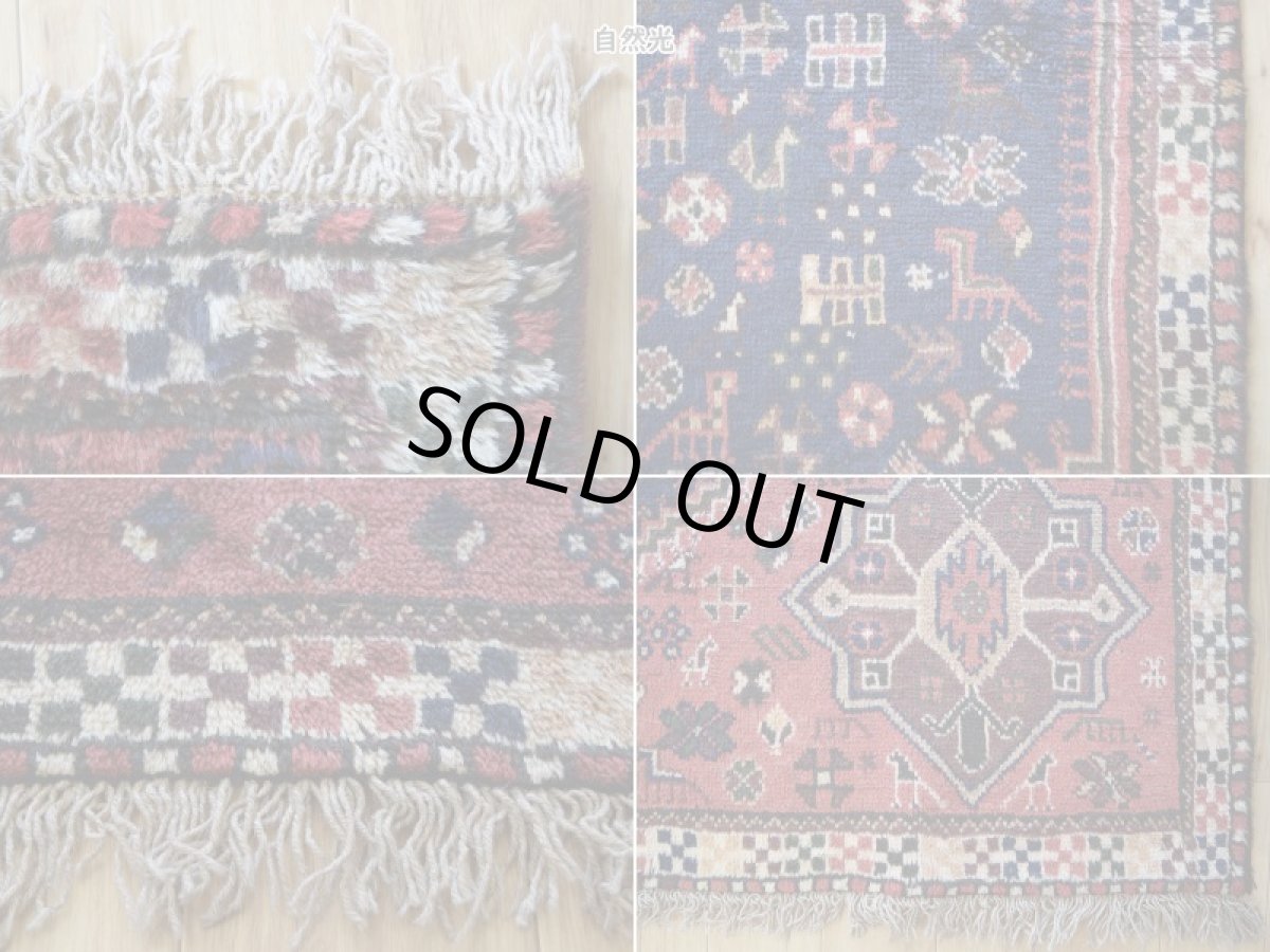 画像19: 新品同様 デッドストック 未使用美品 ペルシャ 部族絨毯 シラーズ 産  194 x 188 cm No.AB528 縦2m 横2m 4㎡ ~4.5帖 正方形 スクエアサイズ ウール 手織り ハンドメイド トライバル ラグ カーペット 赤 レッド 濃紺 ダークネイビー 民族柄 nab-ab528-194188h395077p (19)