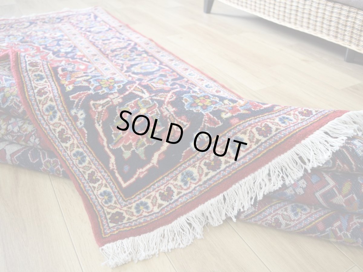 画像15: 良品 ペルシャ 絨毯 カシャーン 産 250 x 150 cm No.R345 縦2.5m 横1.5m 4㎡ 4帖程度 リビング ダイニング 2-3人掛けソファ サイズ ウール 手織り ラグ 敷物 カーペット メダリオン 赤 ビンテージ b-r345-250150h762053 (15)