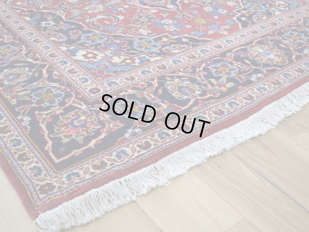 画像11: 良品 ペルシャ 絨毯 カシャーン 産 250 x 150 cm No.R345 縦2.5m 横1.5m 4㎡ 4帖程度 リビング ダイニング 2-3人掛けソファ サイズ ウール 手織り ラグ 敷物 カーペット メダリオン 赤 ビンテージ b-r345-250150h762053 (11)