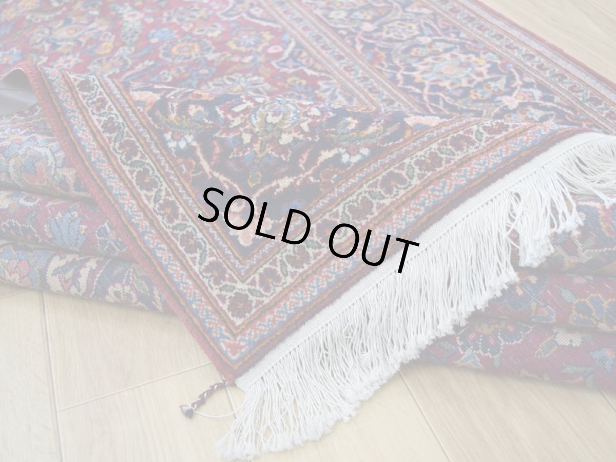 画像16: 良品 ペルシャ 絨毯 カシャーン 産 縦2.2m 横1.4m 3㎡ 〜3帖程度 リビング ダイニング 2-3人掛けソファ サイズ 215 x 138 cm No.2669 コルクウール 手織り ラグ 敷物 カーペット メダリオン 赤 ワインレッド  ab-2669-215138s396009 (16)