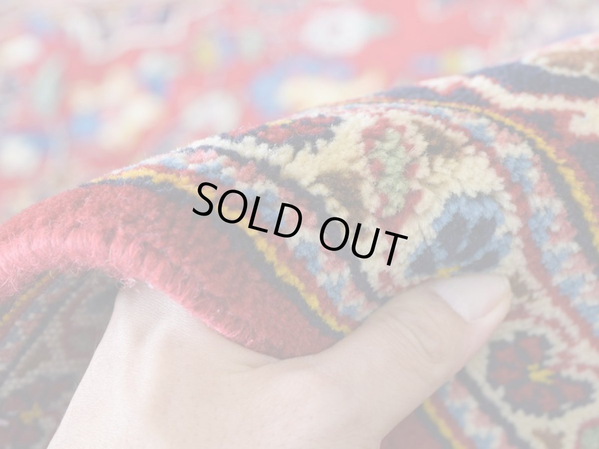 画像14: 良品 ペルシャ 絨毯 カシャーン 産 250 x 150 cm No.R345 縦2.5m 横1.5m 4㎡ 4帖程度 リビング ダイニング 2-3人掛けソファ サイズ ウール 手織り ラグ 敷物 カーペット メダリオン 赤 ビンテージ b-r345-250150h762053 (14)