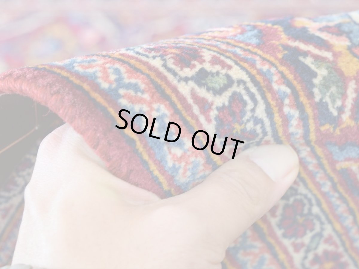 画像15: 良品 ペルシャ 絨毯 カシャーン 産 縦2.2m 横1.4m 3㎡ 〜3帖程度 リビング ダイニング 2-3人掛けソファ サイズ 215 x 138 cm No.2669 コルクウール 手織り ラグ 敷物 カーペット メダリオン 赤 ワインレッド  ab-2669-215138s396009 (15)