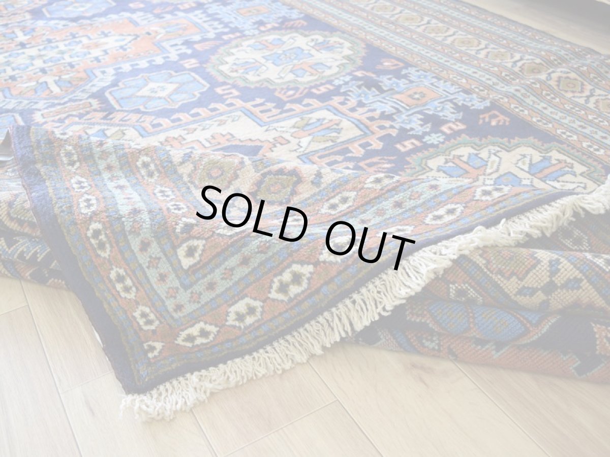 画像13: 良品 ペルシャ 部族絨毯 アルデビル No.1963 - 290 x 213 cm 縦3m 横2m 6㎡ 6帖 リビング ダイニング 3人掛けソファ サイズ ウール 手織り ハンドメイド トライバル ラグ マット カーペット ネイビー 幾何学模様 民族柄 ビンテージ ヴィンテージ b-1963-290213s032a003 (13)