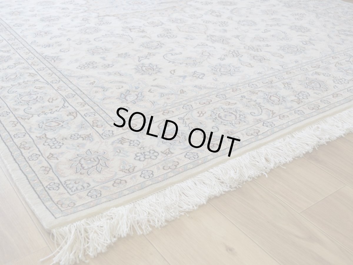 画像10: 新品 ペルシャ 絨毯 ナイン 産 9la ノーラー 200 x 149 cm No.2161 縦2.5m 横1.5m 3.8㎡ 〜4帖程度 リビング ダイニング 2-3人掛けソファ サイズ ウール 手織り ラグ 敷物 カーペット メダリオン 白 ホワイト 生成り アイボリー ベージュ n-2161-200149s6950a0280 (10)