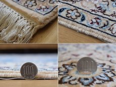 画像20: 新品 ペルシャ 絨毯 ナイン 産 9la ノーラー 198 x 130 cm No.2171 縦2m 横1.5m 3㎡ 3〜4帖程度 リビング ダイニング 2-3人掛けソファ サイズ ウール 手織り ラグ 敷物 カーペット メダリオン 白 ホワイト 生成り アイボリー ベージュ 青 ブルー n-2171-198130s0511a1851 (20)