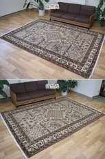 画像4: 良品 ペルシャ 部族絨毯 フェルドス No.AB322 - 290 x 206 cm 縦3m 横2m 6㎡ 6帖 リビング ダイニング 3人掛けソファ サイズ ウール 手織り ハンドメイド トライバル ラグ マット カーペット ネイビー 幾何学模様 民族柄 ベージュ 生成り 白 ホワイト系 ライトブラウン グレー系 ビンテージ ヴィンテージ b-ad322-290206h384 (4)