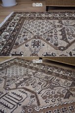 画像5: 良品 ペルシャ 部族絨毯 フェルドス No.AB322 - 290 x 206 cm 縦3m 横2m 6㎡ 6帖 リビング ダイニング 3人掛けソファ サイズ ウール 手織り ハンドメイド トライバル ラグ マット カーペット ネイビー 幾何学模様 民族柄 ベージュ 生成り 白 ホワイト系 ライトブラウン グレー系 ビンテージ ヴィンテージ b-ad322-290206h384 (5)