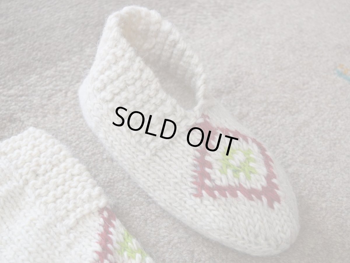 画像3: 新品 イラン製 ウール ショート くるぶし丈 23-24 cm 手編み靴下 ニットルームソックス Long Knit Room Socks  n-ws2324-309h2a3 (3)