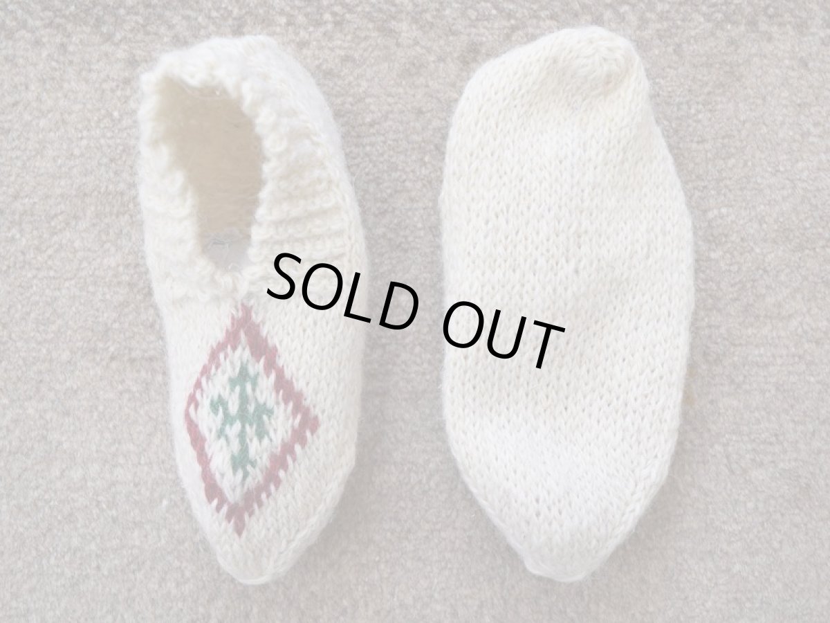 画像2: 新品 イラン製 ウール ショート くるぶし丈 23-24 cm 手編み靴下 ニットルームソックス Long Knit Room Socks  n-ws2324-324h2a3 (2)