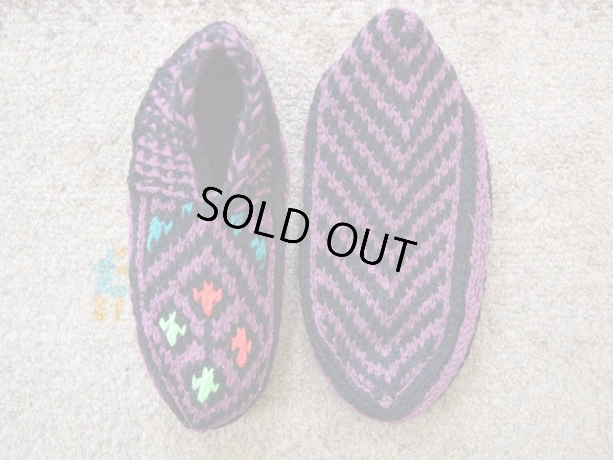 画像2: 新品 イラン製 アクリル混ウール ショート くるぶし丈 24-25 cm 手編み靴下 ニットルームソックス Long Knit Room Socks n-as2425-317h2a3 (2)