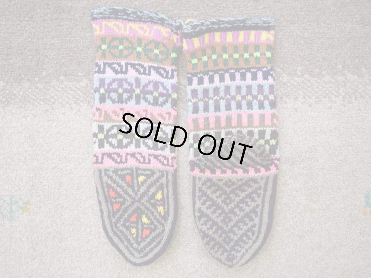 画像2: 新品 イラン製 アクリル混ウール ミドル 22-23 cm 手編み靴下 ニットルームソックス Long Knit Room Socks n-am2223-306h4a5 (2)