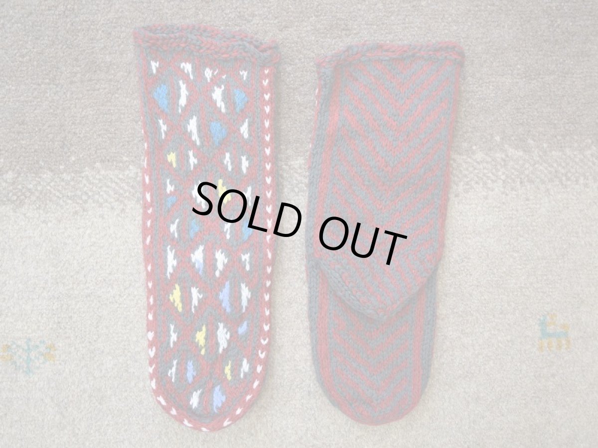 画像2: 新品 イラン製 ウール ミドル 26-27 cm 手編み靴下 ニットルームソックス Long Knit Room Socks n-wm2627-302h4a5 (2)