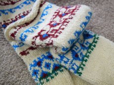 画像3: 新品 イラン製 ウール ミドル 22-23 cm 手編み靴下 ニットルームソックス Long Knit Room Socks n-wm2223-304h4a5 (3)