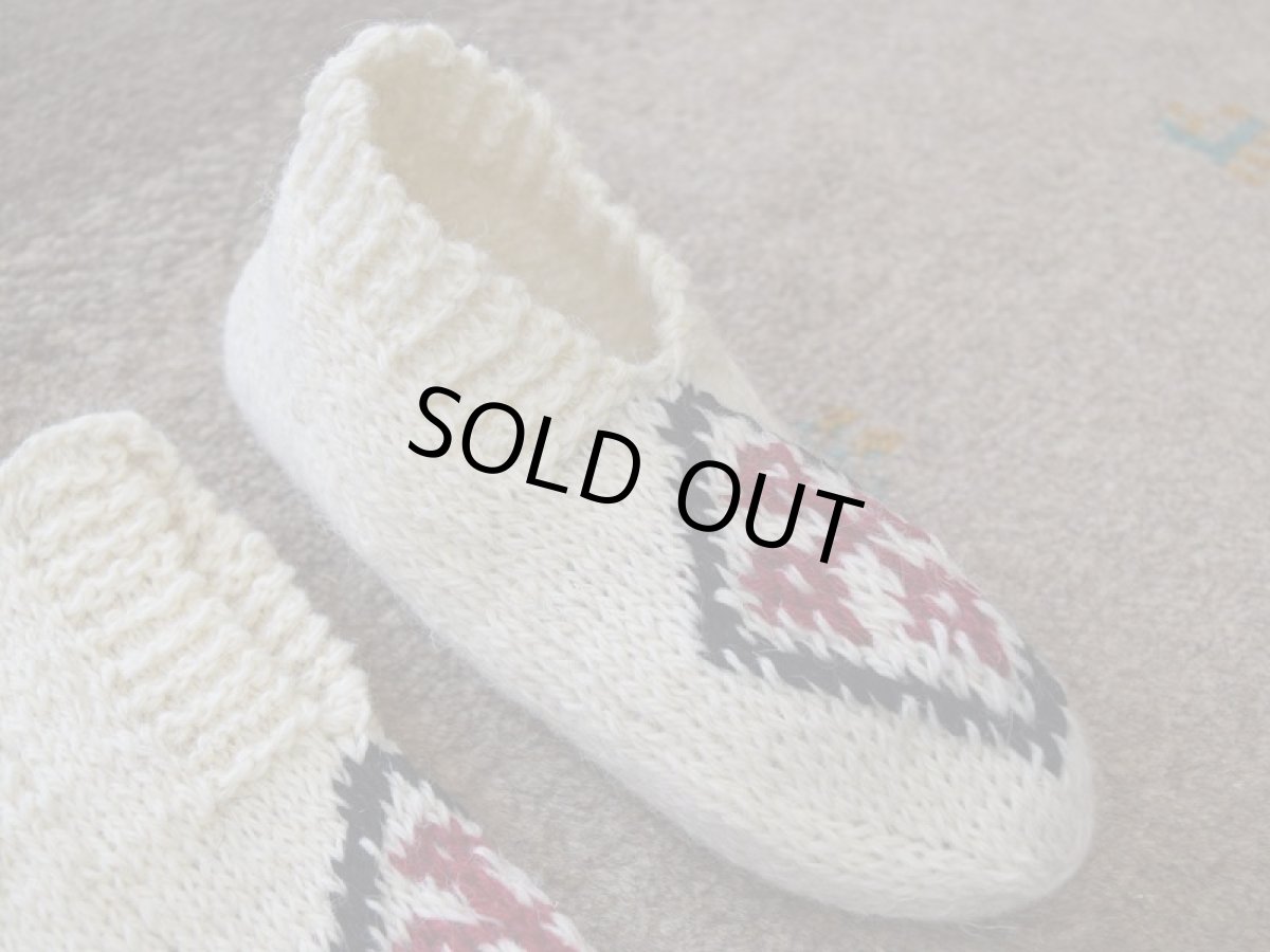 画像3: 新品 イラン製 ウール ショート くるぶし丈 23-24 cm 手編み靴下 ニットルームソックス Long Knit Room Socks  n-ws2324-311h2a3 (3)