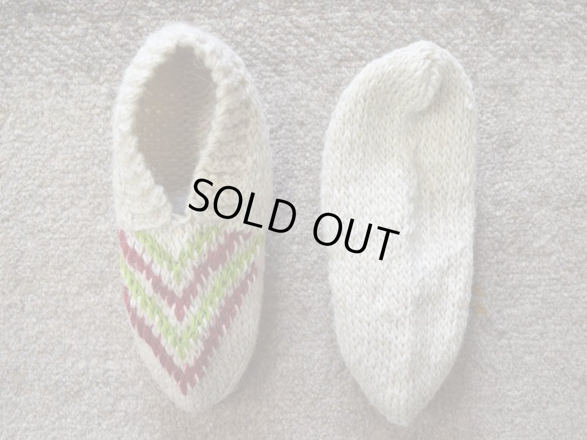 画像2: 新品 イラン製 ウール ショート くるぶし丈 24-25 cm 手編み靴下 ニットルームソックス Long Knit Room Socks  n-ws2425-308h2a3 (2)