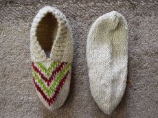 画像2: 新品 イラン製 ウール ショート くるぶし丈 24-25 cm 手編み靴下 ニットルームソックス Long Knit Room Socks  n-ws2425-308h2a3 (2)