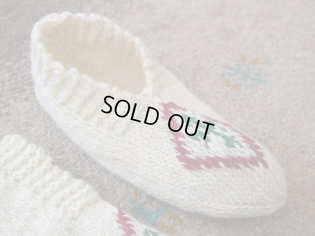 画像3: 新品 イラン製 ウール ショート くるぶし丈 24-25 cm 手編み靴下 ニットルームソックス Long Knit Room Socks  n-ws2425-312h2a3 (3)