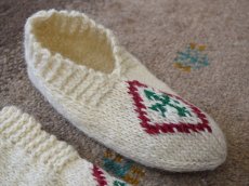画像3: 新品 イラン製 ウール ショート くるぶし丈 24-25 cm 手編み靴下 ニットルームソックス Long Knit Room Socks  n-ws2425-312h2a3 (3)