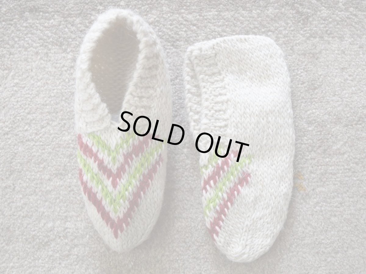 画像1: 新品 イラン製 ウール ショート くるぶし丈 24-25 cm 手編み靴下 ニットルームソックス Long Knit Room Socks  n-ws2425-308h2a3 (1)