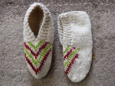 画像1: 新品 イラン製 ウール ショート くるぶし丈 24-25 cm 手編み靴下 ニットルームソックス Long Knit Room Socks  n-ws2425-308h2a3 (1)