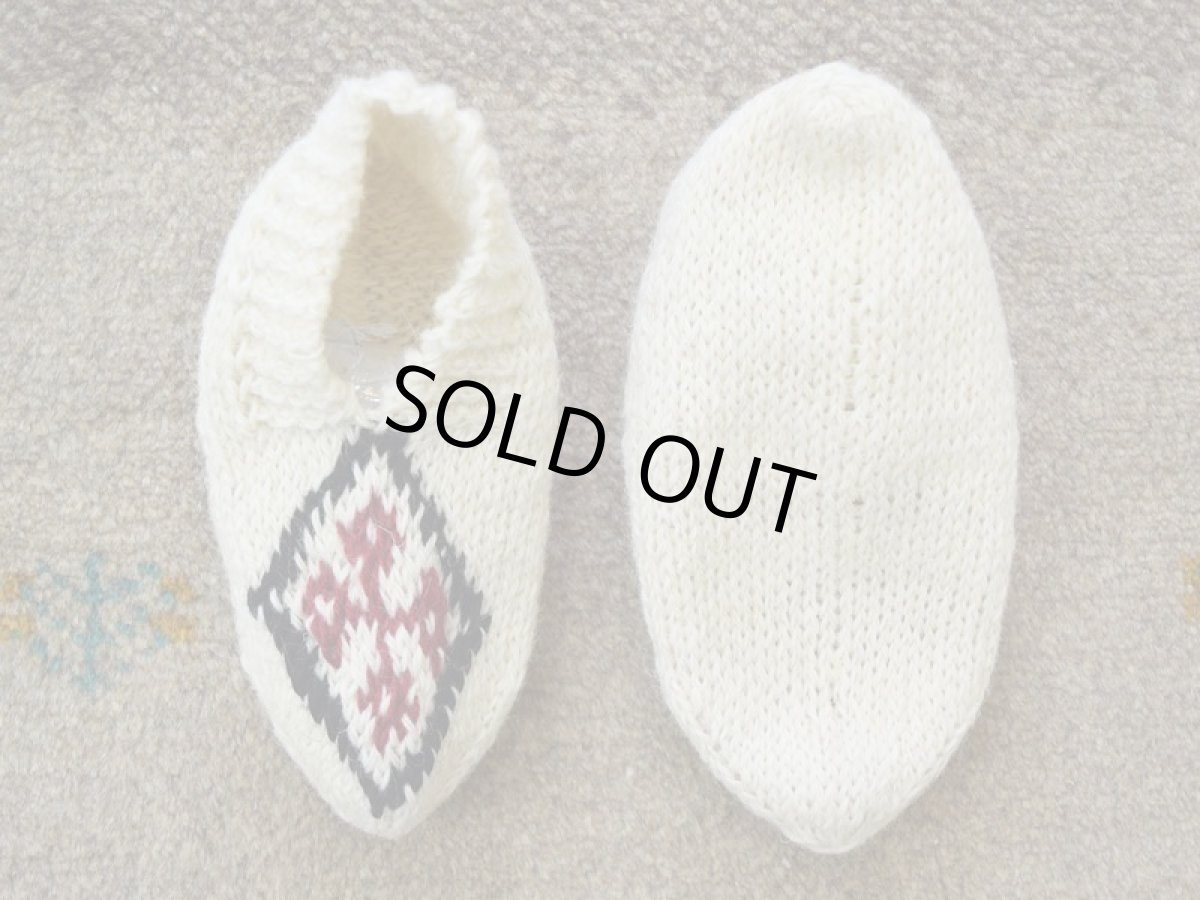 画像2: 新品 イラン製 ウール ショート くるぶし丈 23-24 cm 手編み靴下 ニットルームソックス Long Knit Room Socks  n-ws2324-328h2a3 (2)