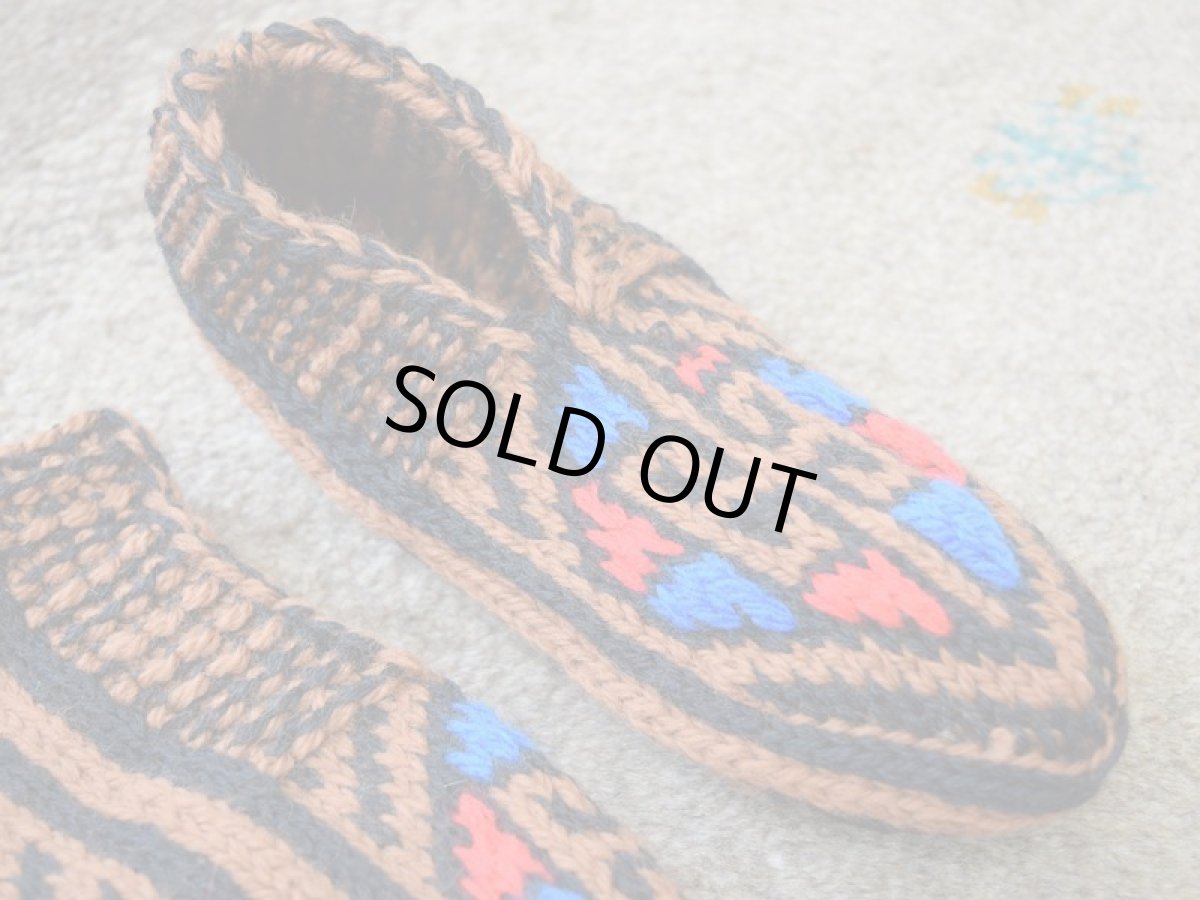 画像3: 新品 イラン製 アクリル混ウール ショート くるぶし丈 23-24 cm 手編み靴下 ニットルームソックス Long Knit Room Socks n-as2324-318h2a3 (3)