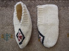 画像1: 新品 イラン製 ウール ショート くるぶし丈 22-23 cm 手編み靴下 ニットルームソックス Long Knit Room Socks  n-ws2223-327h2a3 (1)