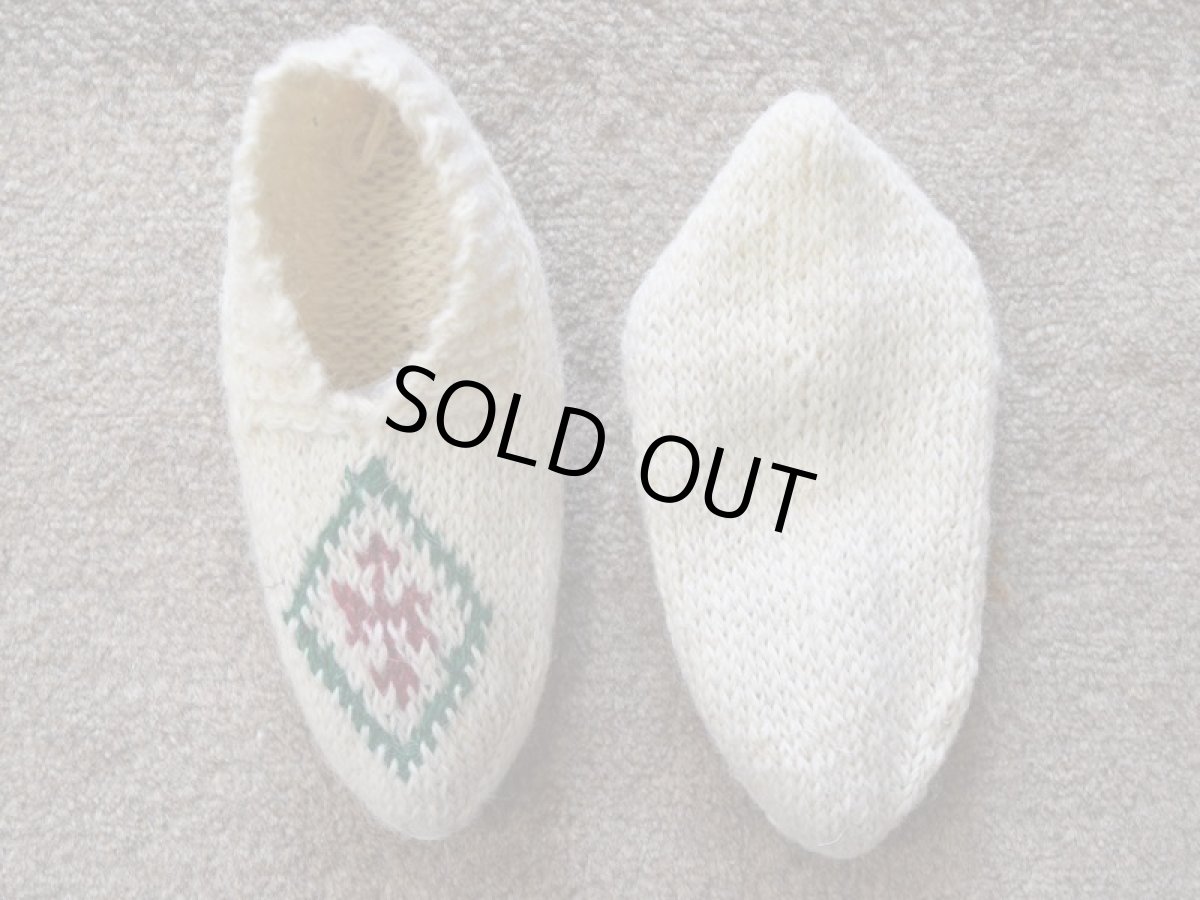 画像2: 新品 イラン製 ウール ショート くるぶし丈 24-25 cm 手編み靴下 ニットルームソックス Long Knit Room Socks  n-ws2425-310h2a3 (2)