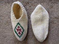 画像2: 新品 イラン製 ウール ショート くるぶし丈 24-25 cm 手編み靴下 ニットルームソックス Long Knit Room Socks  n-ws2425-310h2a3 (2)