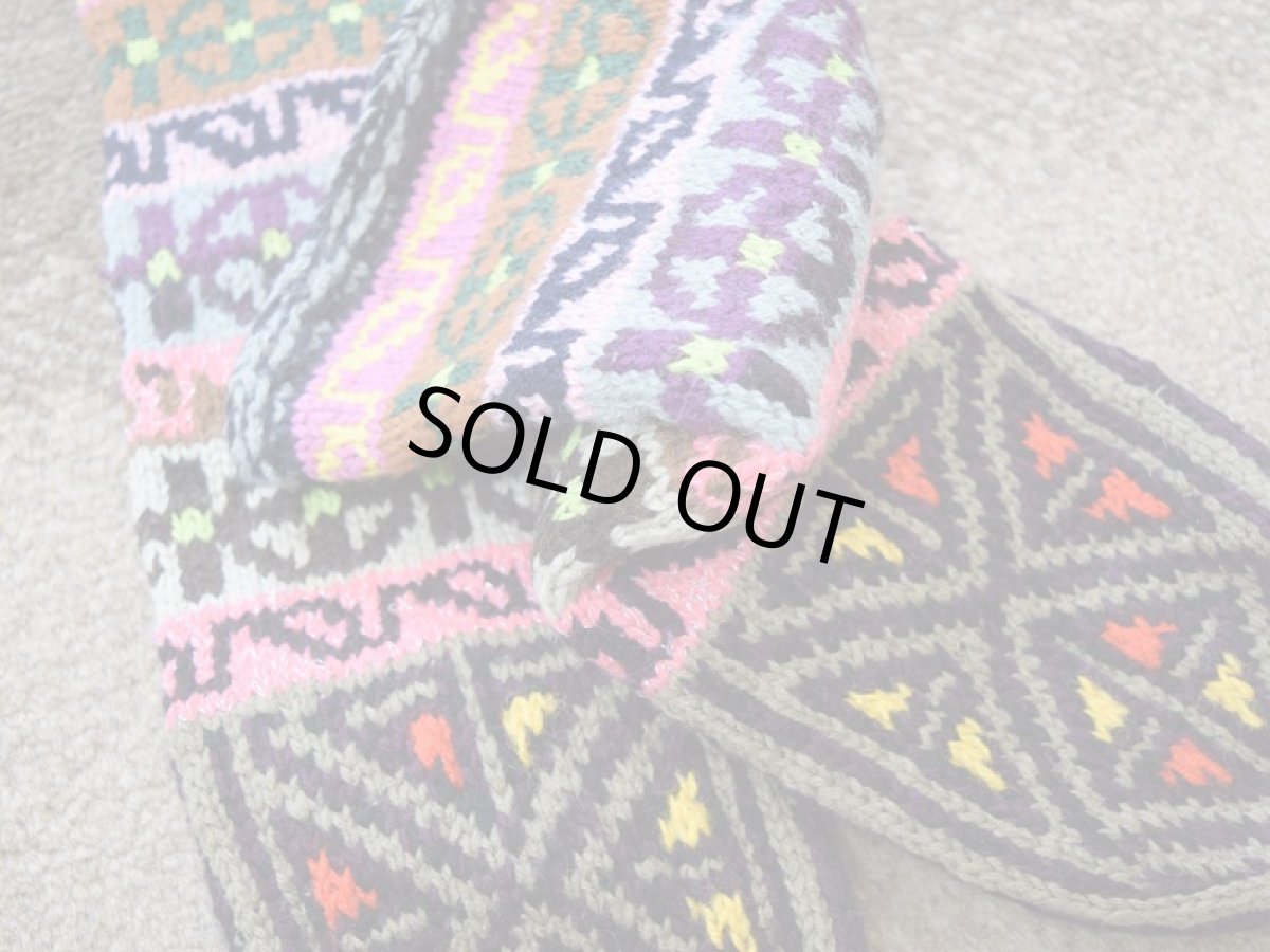 画像3: 新品 イラン製 アクリル混ウール ミドル 22-23 cm 手編み靴下 ニットルームソックス Long Knit Room Socks n-am2223-306h4a5 (3)