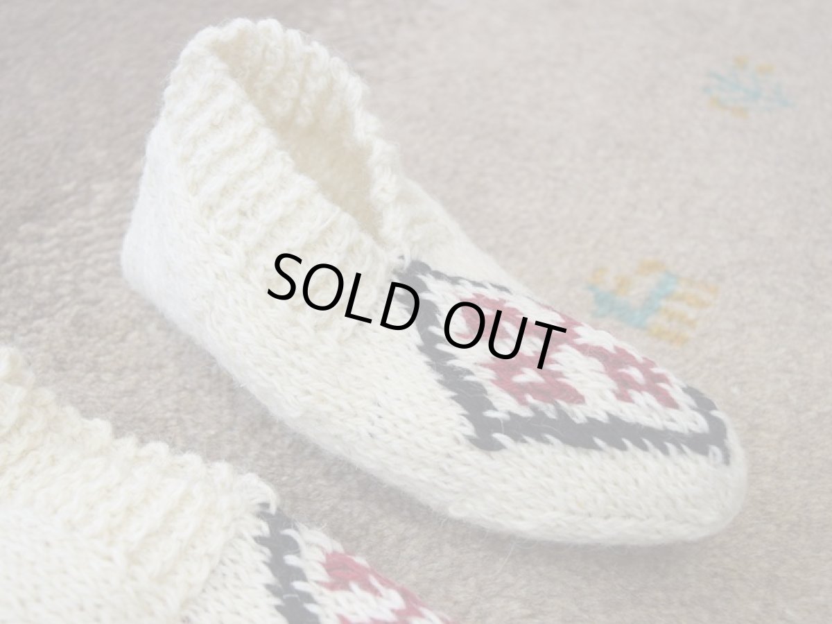 画像3: 新品 イラン製 ウール ショート くるぶし丈 23-24 cm 手編み靴下 ニットルームソックス Long Knit Room Socks  n-ws2324-328h2a3 (3)