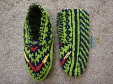 画像1: 新品 イラン製 ウール ショート くるぶし丈 24-25 cm 手編み靴下 ニットルームソックス Long Knit Room Socks  n-ws2425-314h2a3 (1)