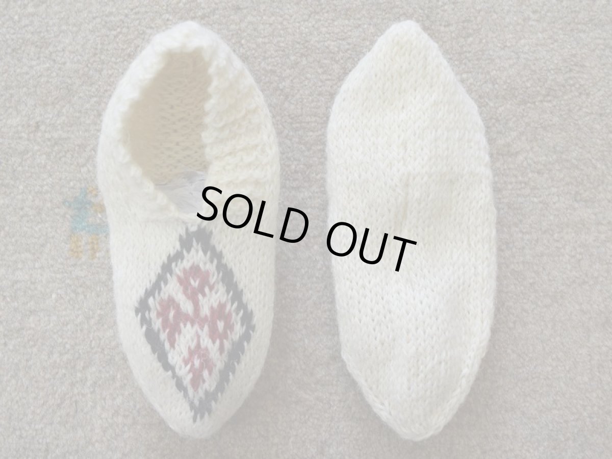 画像2: 新品 イラン製 ウール ショート くるぶし丈 23-24 cm 手編み靴下 ニットルームソックス Long Knit Room Socks  n-ws2324-311h2a3 (2)