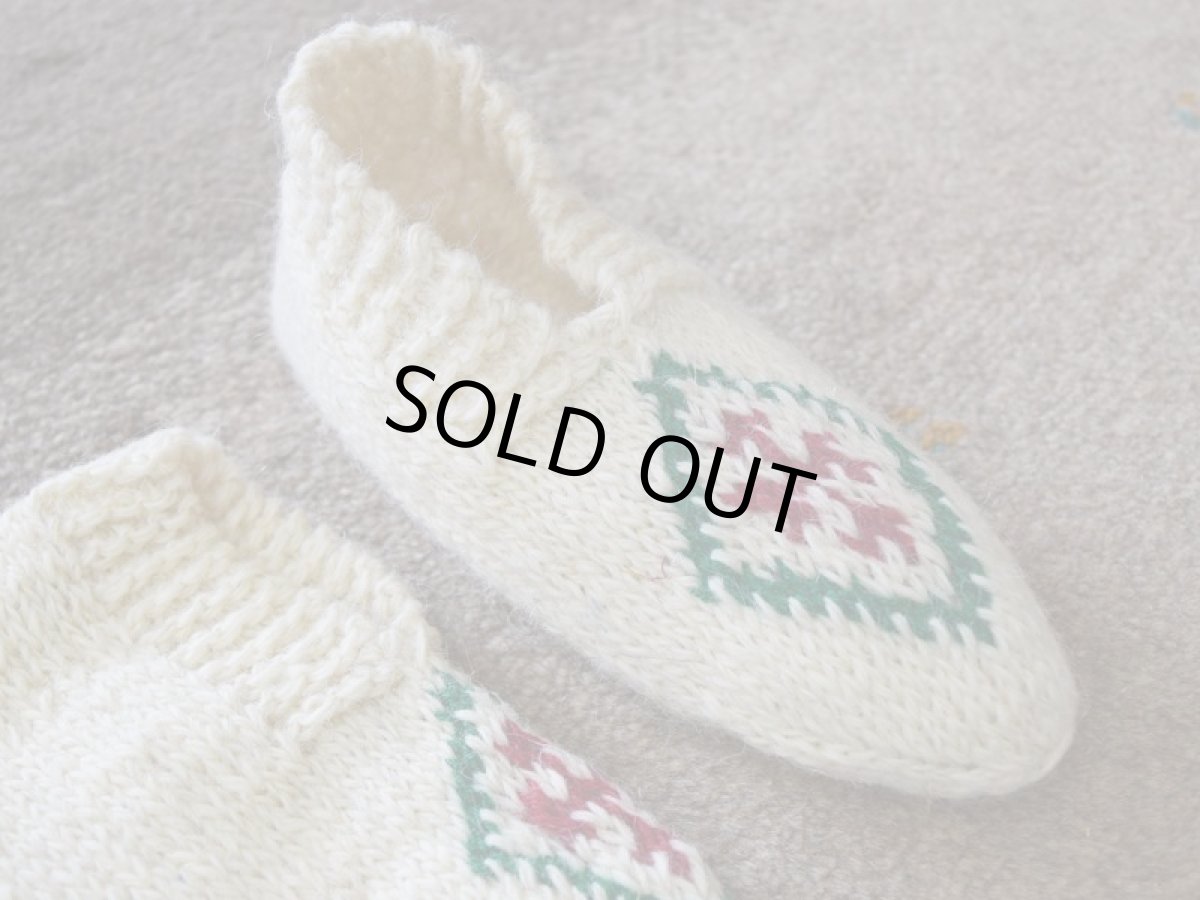 画像3: 新品 イラン製 ウール ショート くるぶし丈 24-25 cm 手編み靴下 ニットルームソックス Long Knit Room Socks  n-ws2425-310h2a3 (3)