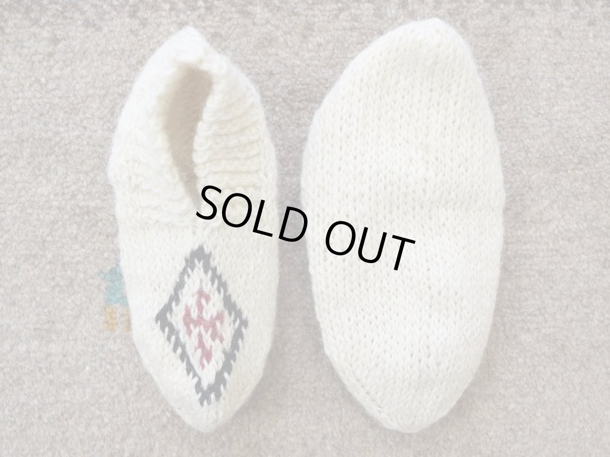 画像2: 新品 イラン製 ウール ショート くるぶし丈 23-24 cm 手編み靴下 ニットルームソックス Long Knit Room Socks  n-ws2324-325h2a3 (2)