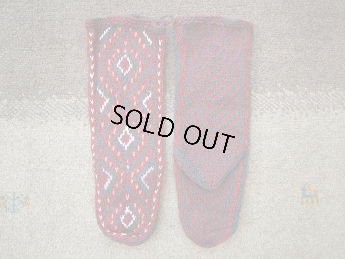 画像2: 新品 イラン製 ウール ミドル 26-27 cm 手編み靴下 ニットルームソックス Long Knit Room Socks n-wm2627-303h4a5 (2)