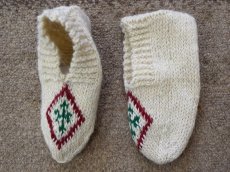 画像1: 新品 イラン製 ウール ショート くるぶし丈 23-24 cm 手編み靴下 ニットルームソックス Long Knit Room Socks  n-ws2324-324h2a3 (1)