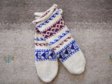 画像1: 新品 イラン製 ウール ミドル 23-24 cm 手編み靴下 ニットルームソックス Long Knit Room Socks n-wm2324-305h4a5 (1)