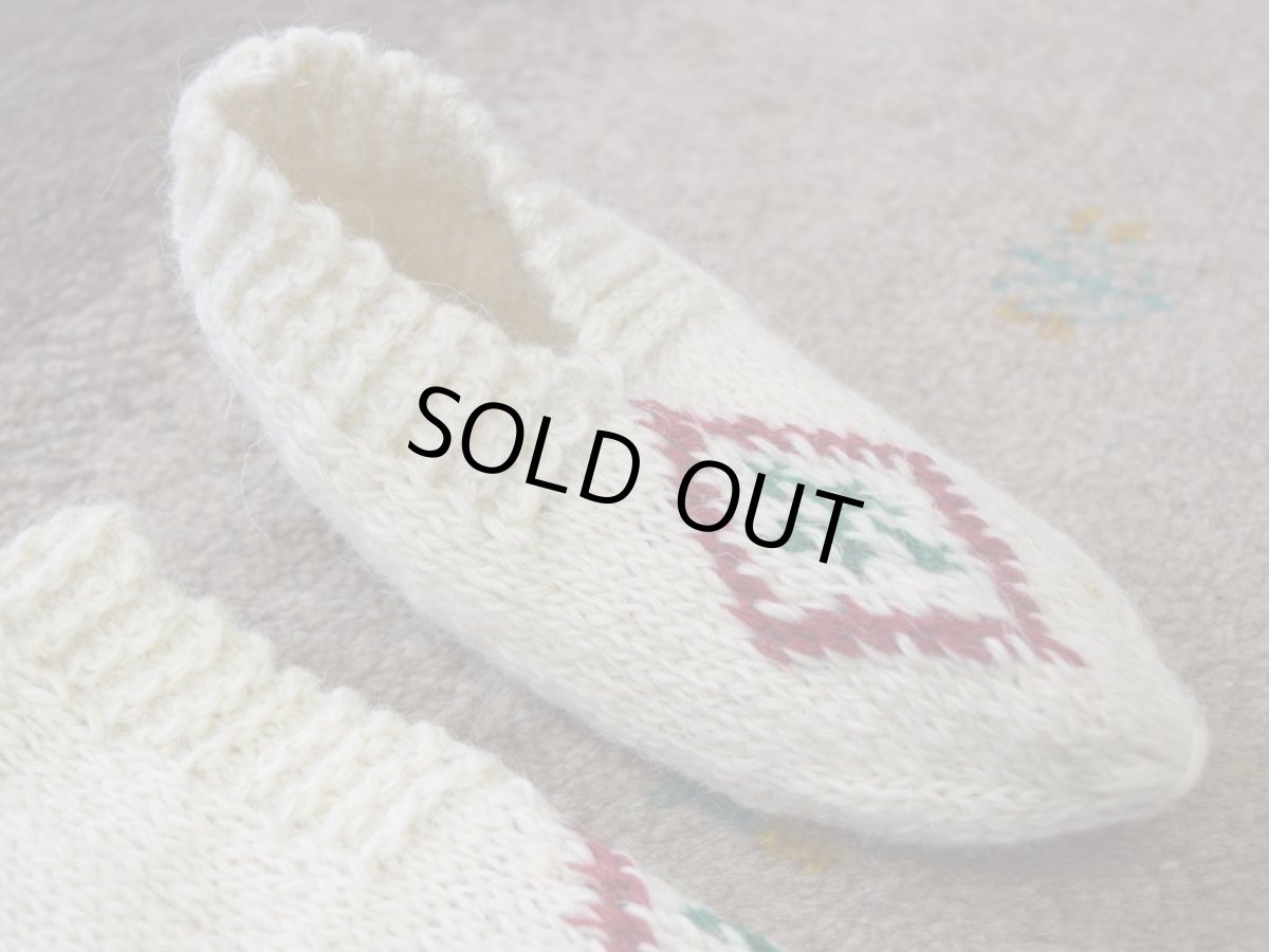 画像3: 新品 イラン製 ウール ショート くるぶし丈 23-24 cm 手編み靴下 ニットルームソックス Long Knit Room Socks  n-ws2324-324h2a3 (3)