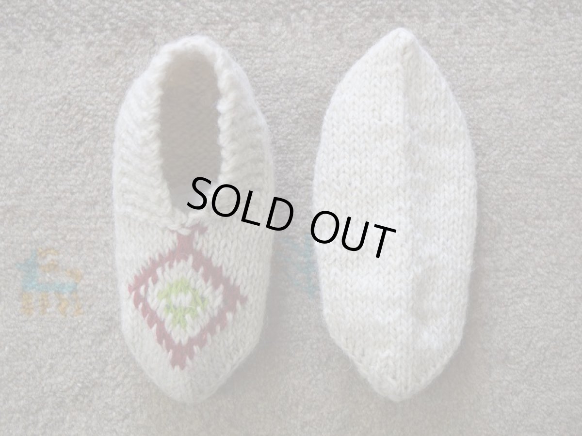 画像2: 新品 イラン製 ウール ショート くるぶし丈 23-24 cm 手編み靴下 ニットルームソックス Long Knit Room Socks  n-ws2324-309h2a3 (2)