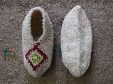 画像2: 新品 イラン製 ウール ショート くるぶし丈 23-24 cm 手編み靴下 ニットルームソックス Long Knit Room Socks  n-ws2324-309h2a3 (2)