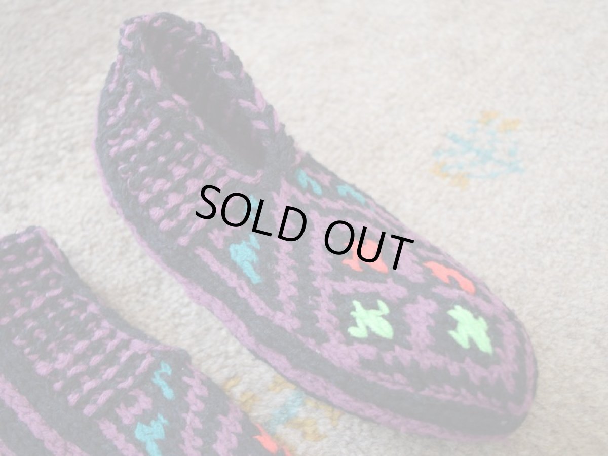 画像3: 新品 イラン製 アクリル混ウール ショート くるぶし丈 24-25 cm 手編み靴下 ニットルームソックス Long Knit Room Socks n-as2425-317h2a3 (3)