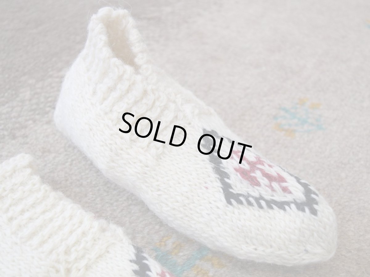 画像3: 新品 イラン製 ウール ショート くるぶし丈 23-24 cm 手編み靴下 ニットルームソックス Long Knit Room Socks  n-ws2324-325h2a3 (3)