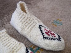 画像3: 新品 イラン製 ウール ショート くるぶし丈 23-24 cm 手編み靴下 ニットルームソックス Long Knit Room Socks  n-ws2324-325h2a3 (3)