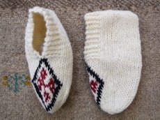 画像1: 新品 イラン製 ウール ショート くるぶし丈 23-24 cm 手編み靴下 ニットルームソックス Long Knit Room Socks  n-ws2324-328h2a3 (1)