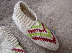 画像3: 新品 イラン製 ウール ショート くるぶし丈 24-25 cm 手編み靴下 ニットルームソックス Long Knit Room Socks  n-ws2425-308h2a3 (3)
